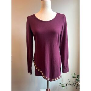 Womens INC International Concepts Burgundy Grommet Sweater - Size M - NWT